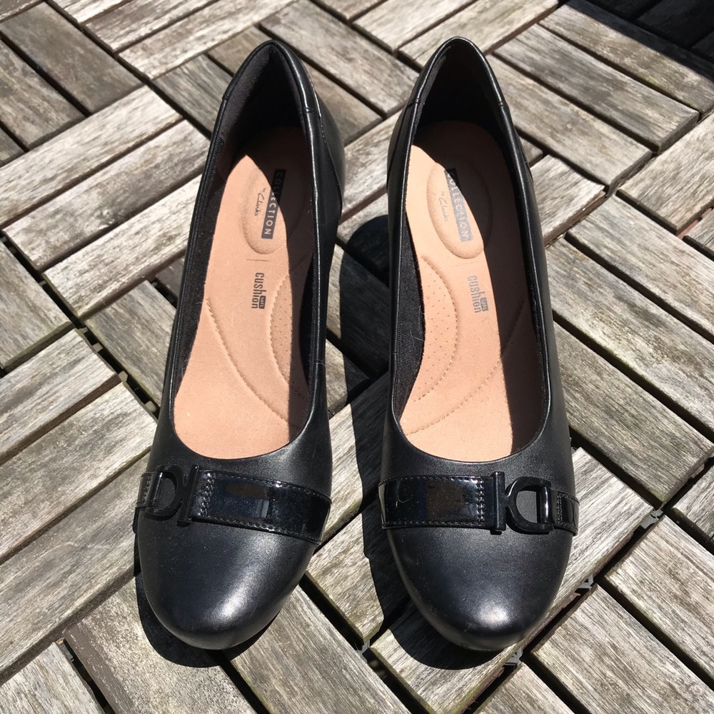 New Clark leather wedge pumps